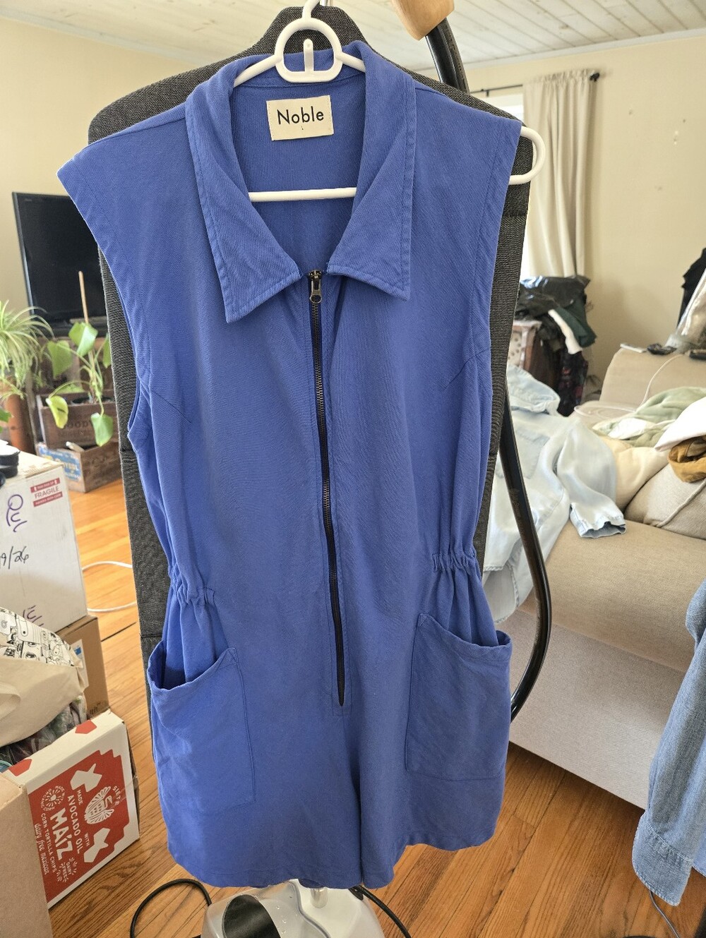 Noble Sleeveless Zip-Front Royal Blue Romper
